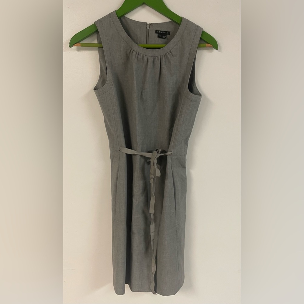 Grey theory dress gross grain belt